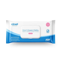 Clinell 3-in-1 Cream Cloths packaging on a white background