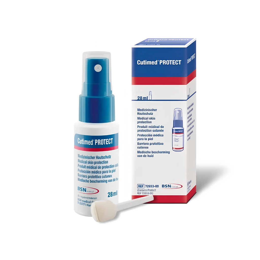 Cutimed Protect spray bottle and packaging on a white background