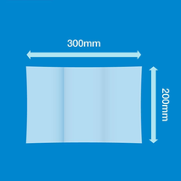 Measurement chart showing a rectangular area with dimensions 300mm by 200mm on a blue background.
