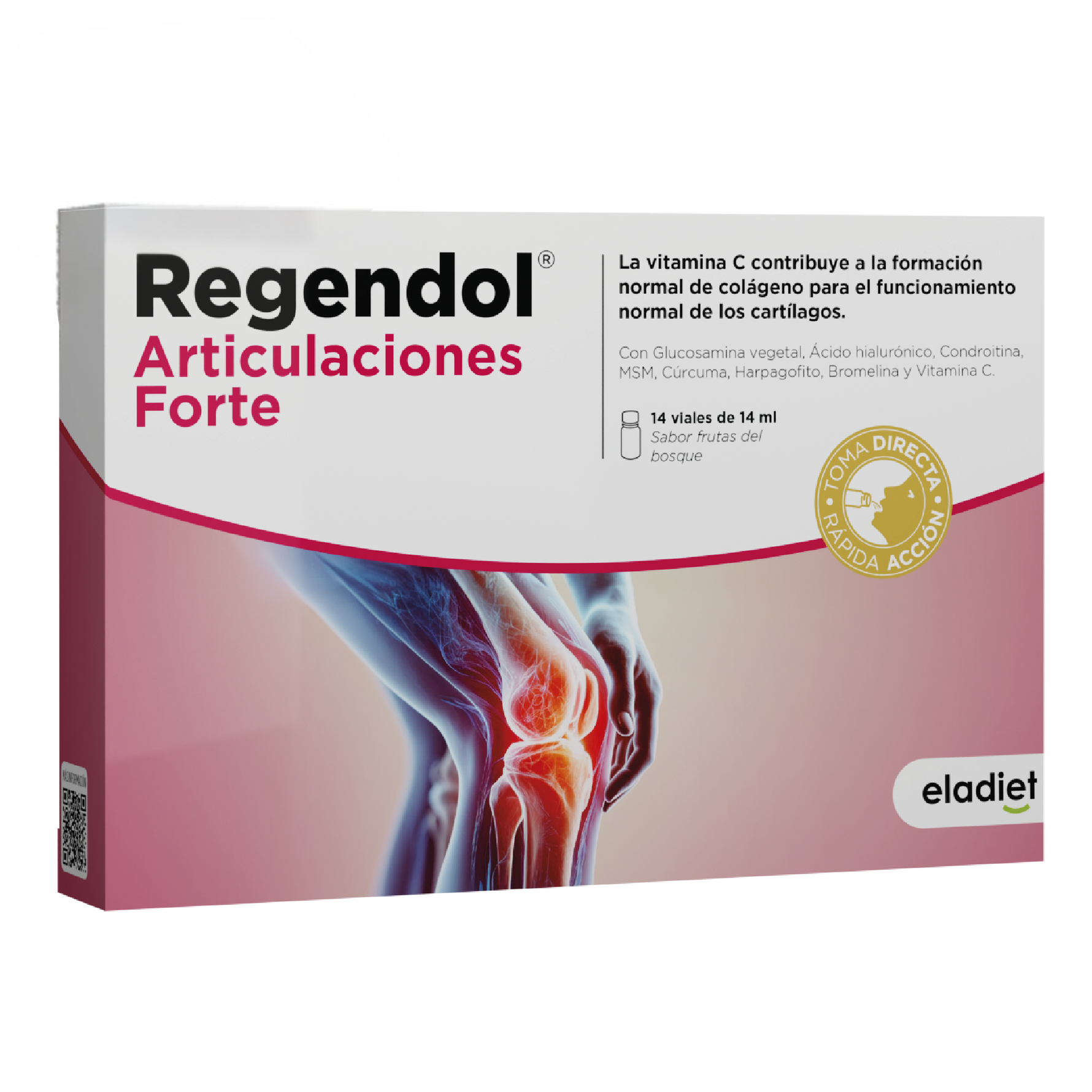 Packaging of Regendol Articulaciones Forte, a supplement for joints, with visual emphasis on joint health.