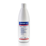 A white bottle with a label that displays 'Leukotape Remover' and has text that describes the product's use and features.